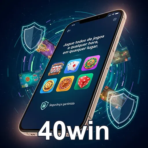 Tela de smartphone com interface de casino móvel da 40win